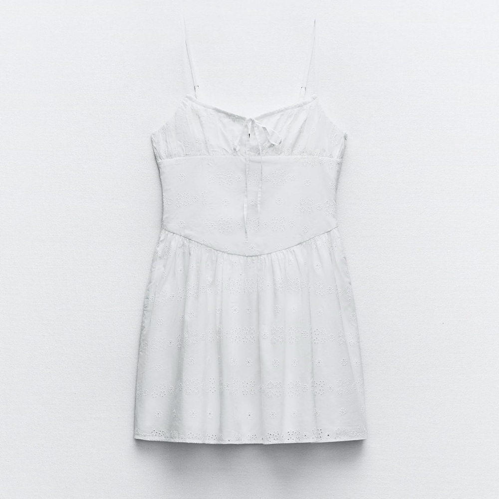 Zara White Embroidered Mini Dress
